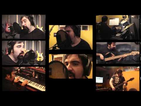 A Screenshot from the One Man, Split-Screen Bohemian Rhapsody video. (More Richies than you can handle!)
