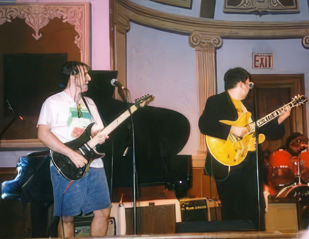 Ron "Bumblefoot" Thal and me performing in Staten Island, NY. Circa 1999